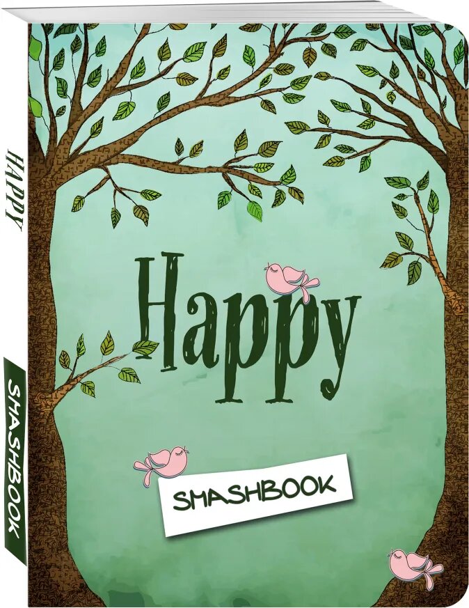 Блокнот-смэшбук Happy (зелёный c наклейками) фотографии