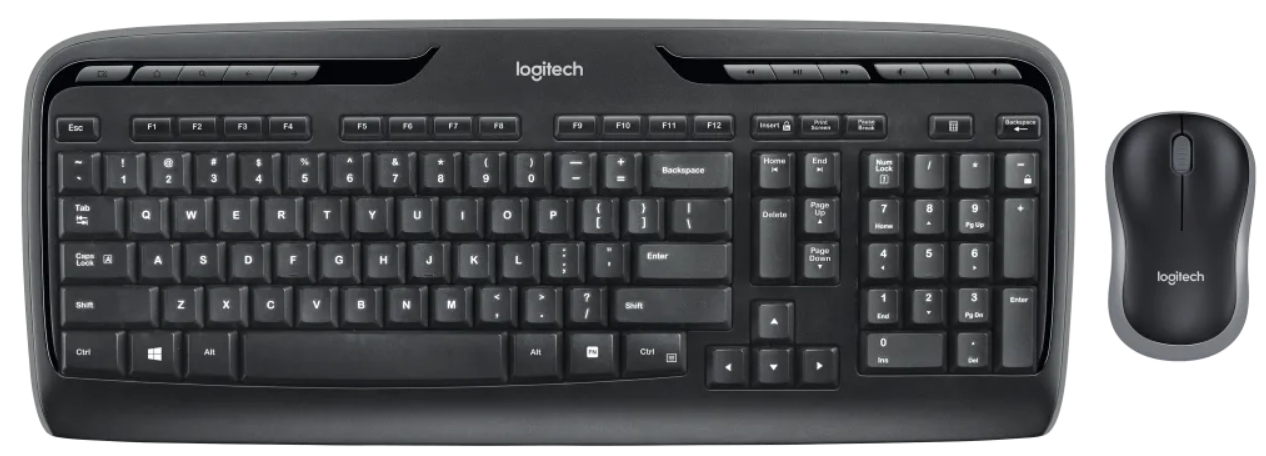 Комплект Logitech MK330 (клавиатура + мышь M185) беспроводной для PC (черный) от 1С Интерес