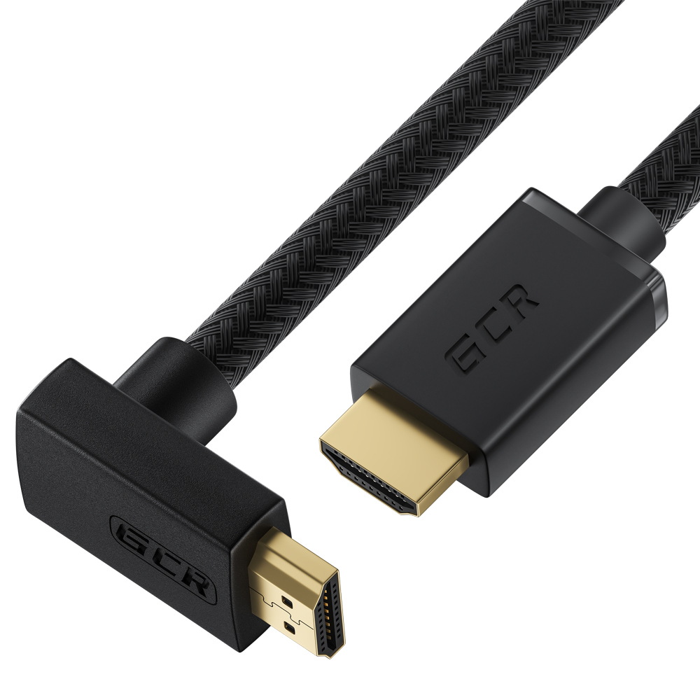 Кабель GCR HDMI 2.0 M / M верхний угол  черный нейлон 1,5 м Ultra HD 4K 60Hz 3D (GCR-53292) от 1С Интерес