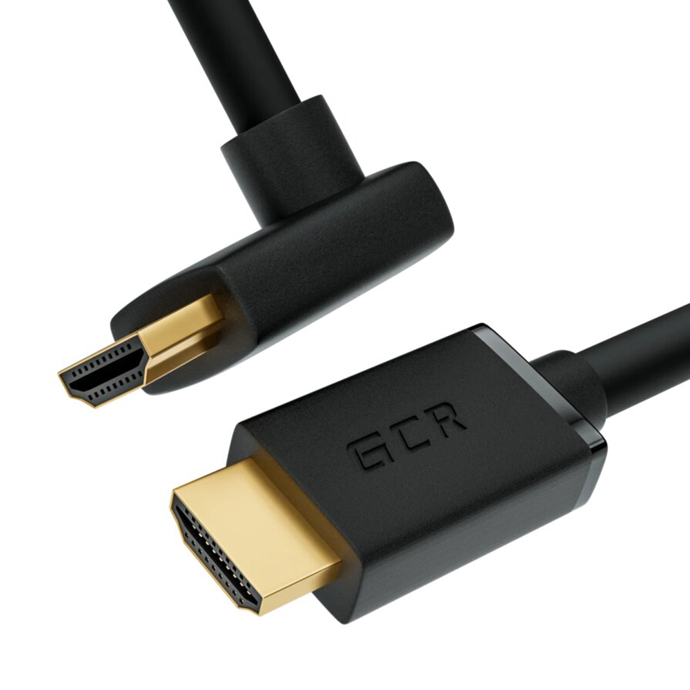 Кабель GCR HDMI 2.0 M / M верхний угол черный нейлон 1 м Ultra HD 4K 60Hz 3D (GCR-52318) от 1С Интерес