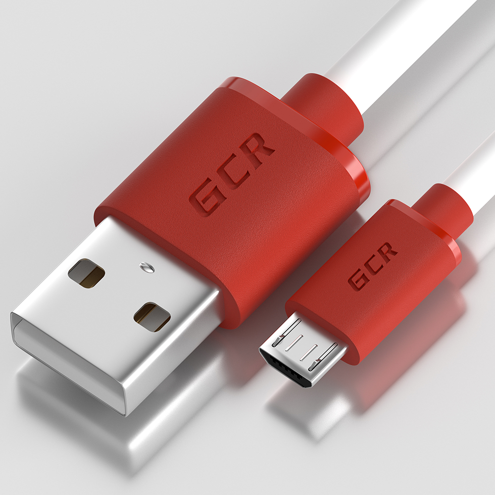 Кабель Greenconnect USB 2.0, AM/microB 5pin, 28/28 AWG, 0.25 м (белый, красные коннекторы) (GCR-51501- 0,25m)
