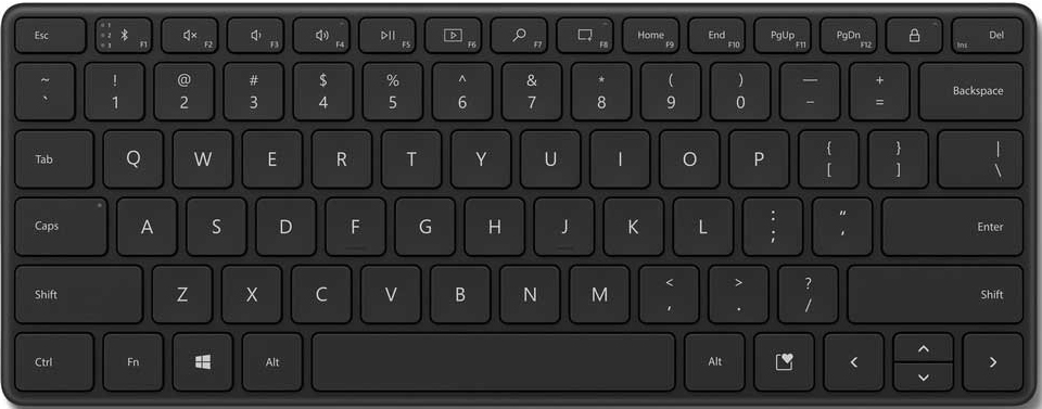 

Клавиатура Microsoft Compact Keyboard Bluetooth беспроводная компактная для PC (черный)(21Y-00011)