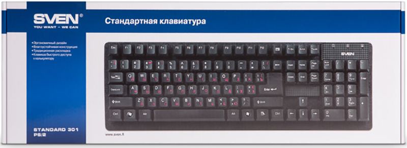 Клавиатура SVEN Standard 301 проводная для PC (черный)(SV-03100301UB) от 1С Интерес