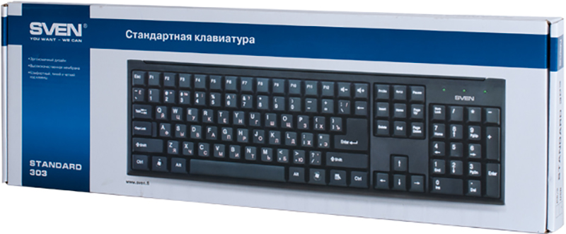 

Клавиатура SVEN Standard 303 проводная для PC (черный)(SV-03100303UB)