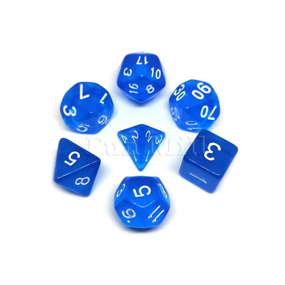 

Набор кубиков для RPG (прозрачный синий) (7 шт.)