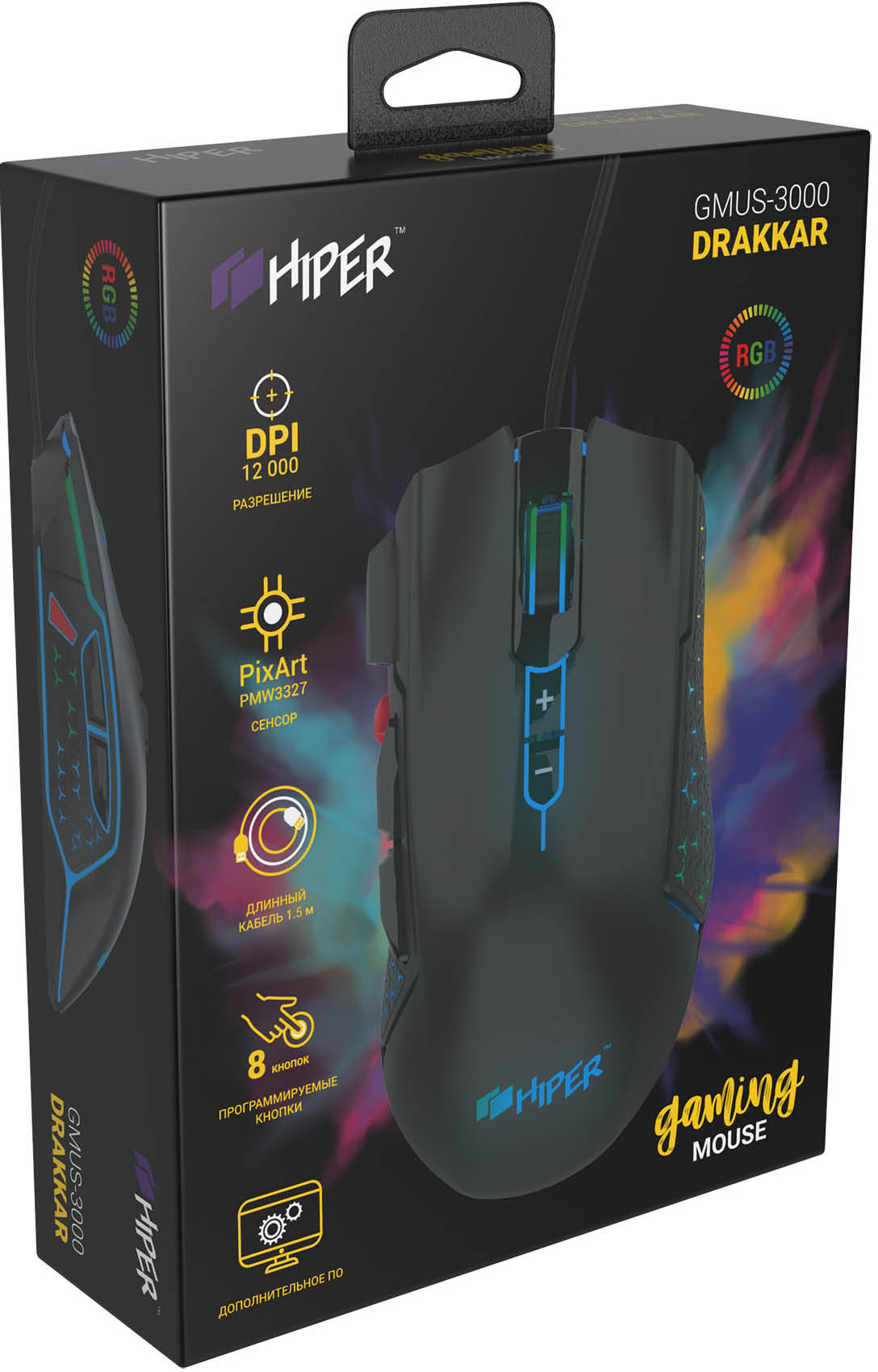 

Мышь HIPER GMUS-3000 DRAKKAR проводная игровая для PC (чёрный)(7930092030049)