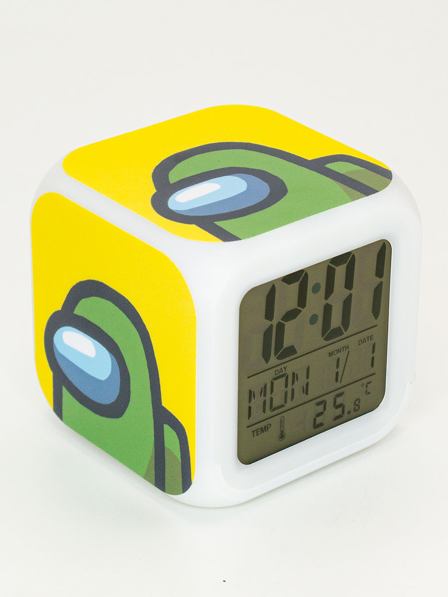 Часы-будильник Among Us с подсветкой (зелёный) от 1С Интерес