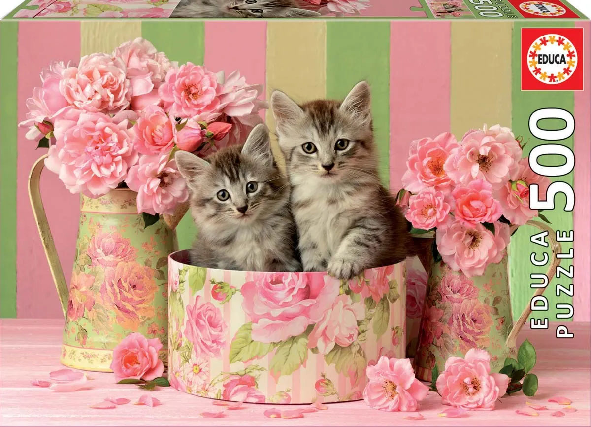 

Puzzle Котята с розами (500 деталей)