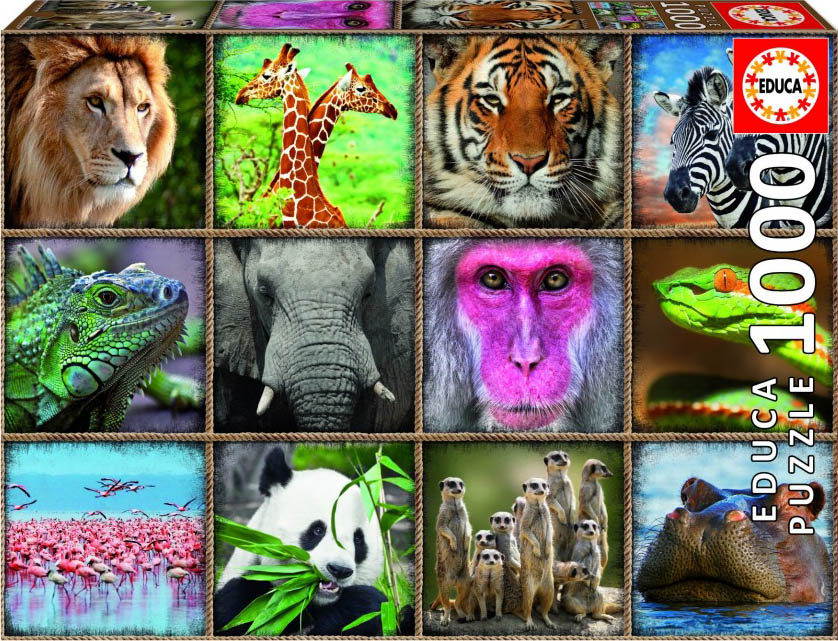 

Puzzle Коллаж: Дикие звери (1000 деталей)