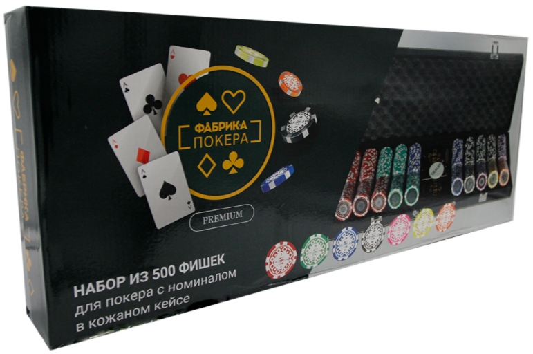 Набор для покера Фабрика покера Премиум в кожаном кейсе (500 фишек с номиналом) от 1С Интерес
