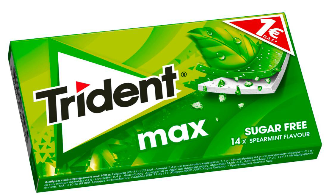 Жевательная резинка Trident Max Spearmint со вкусом мяты от 1С Интерес