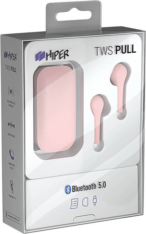 Наушники Hiper TWS PULL беспроводные (Pink) от 1С Интерес