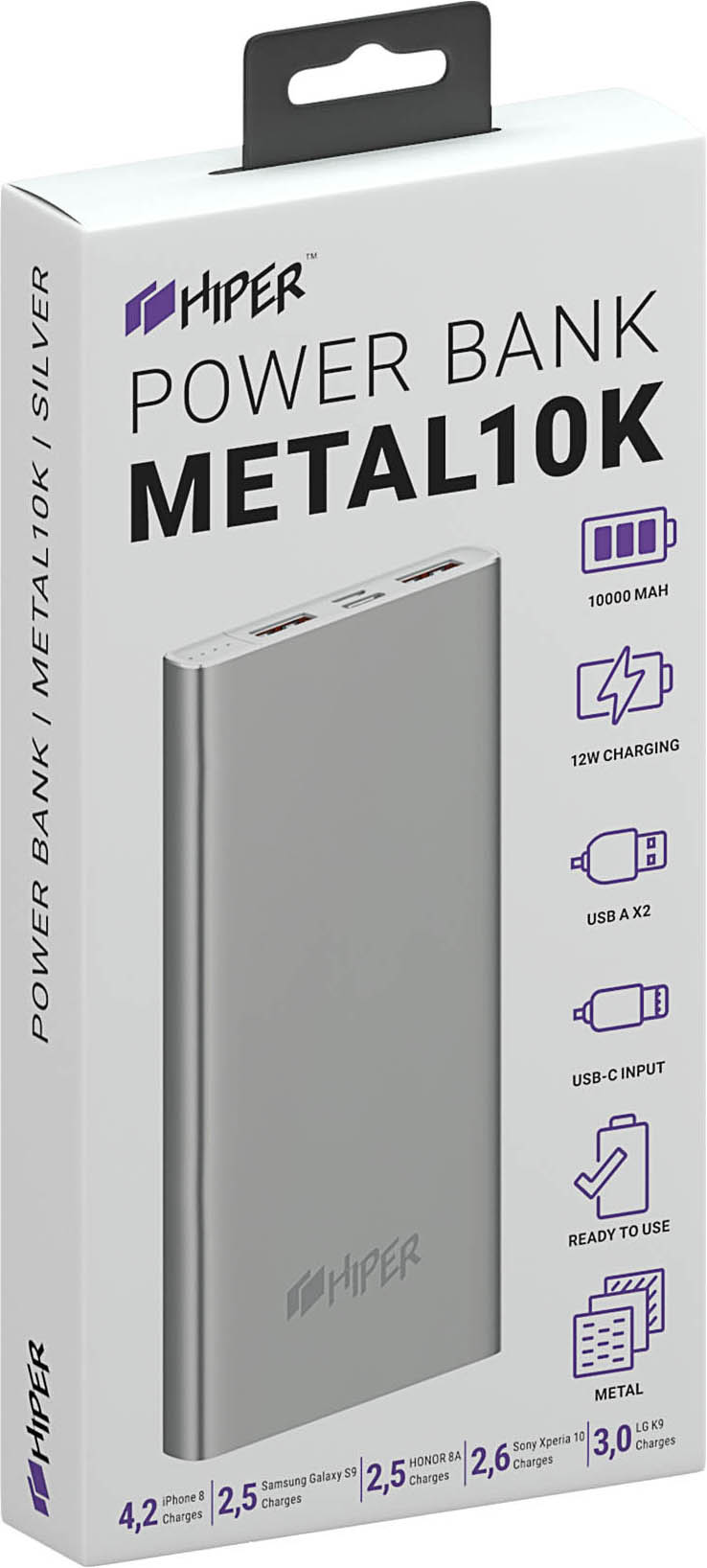 

Внешний аккумулятор HIPER METAL10000 (Silver)