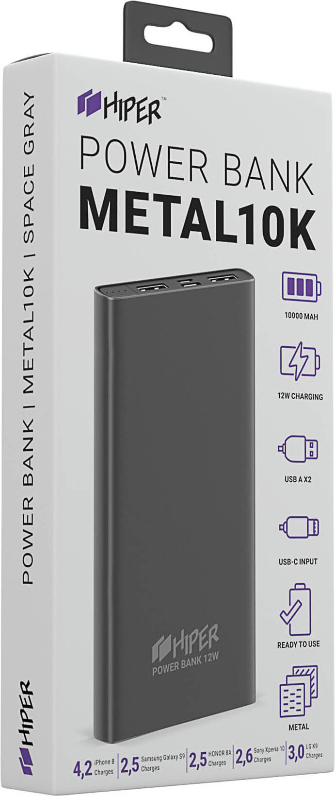 

Внешний аккумулятор HIPER METAL10000 (Space Gray)