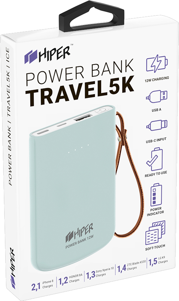 

Внешний аккумулятор HIPER TRAVEL 5K Ice (Blue)