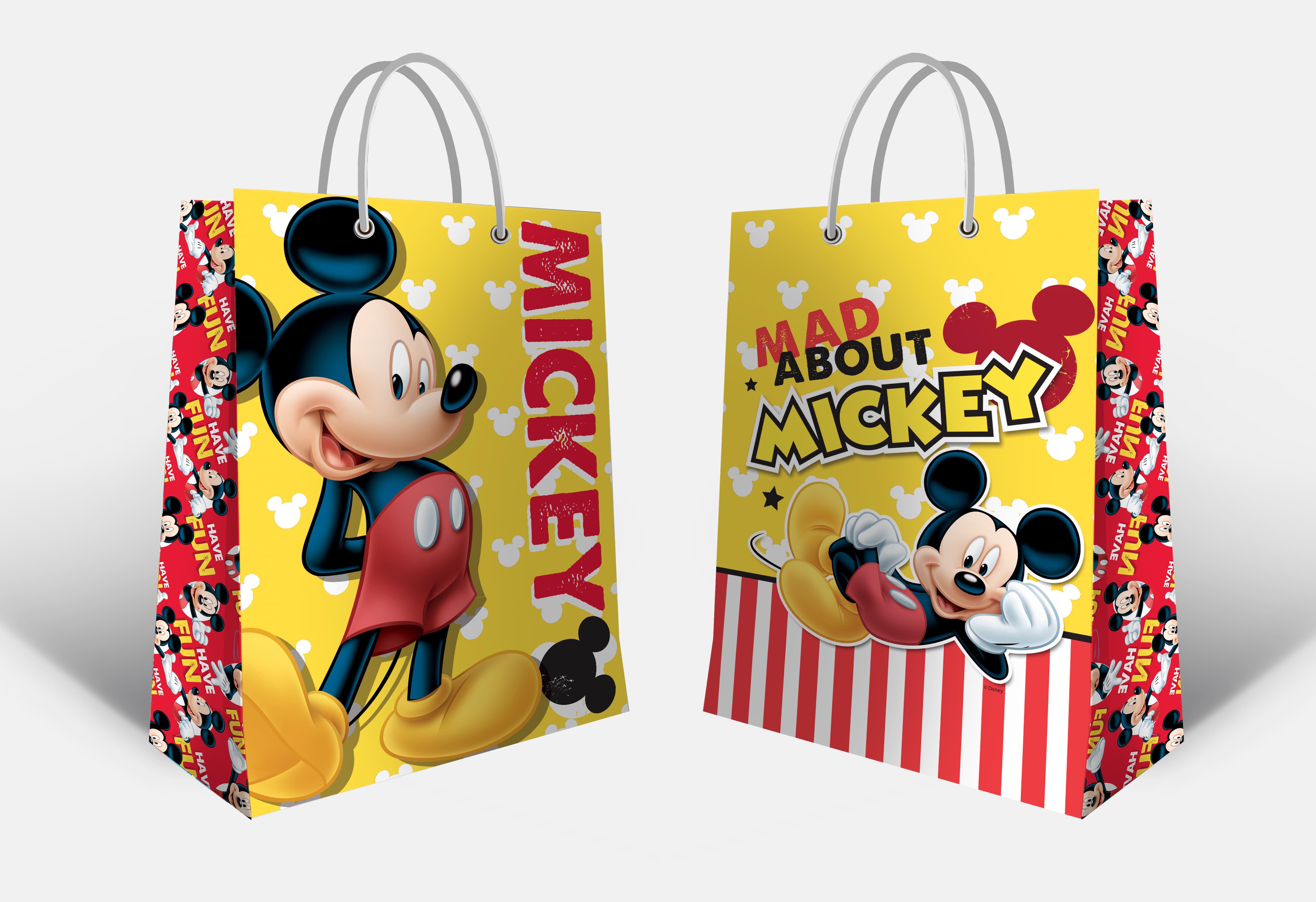 Пакет Mickey Mouse Паттерн подарочный большой жёлтый (330x455x100 мм) 