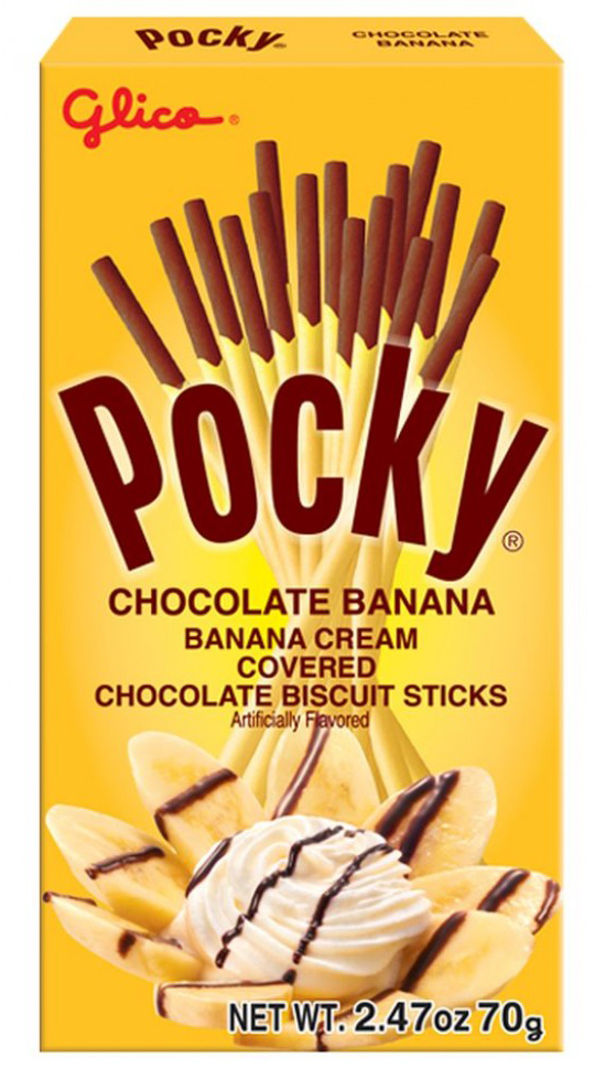 

Печенье-палочки Pocky с бананом, взбитыми сливками и шоколадным топпингом (42 г)