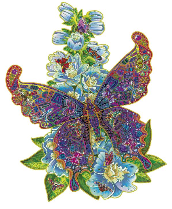 Пазл фигурный Бабочка на цветке деревянный (171 элемент)