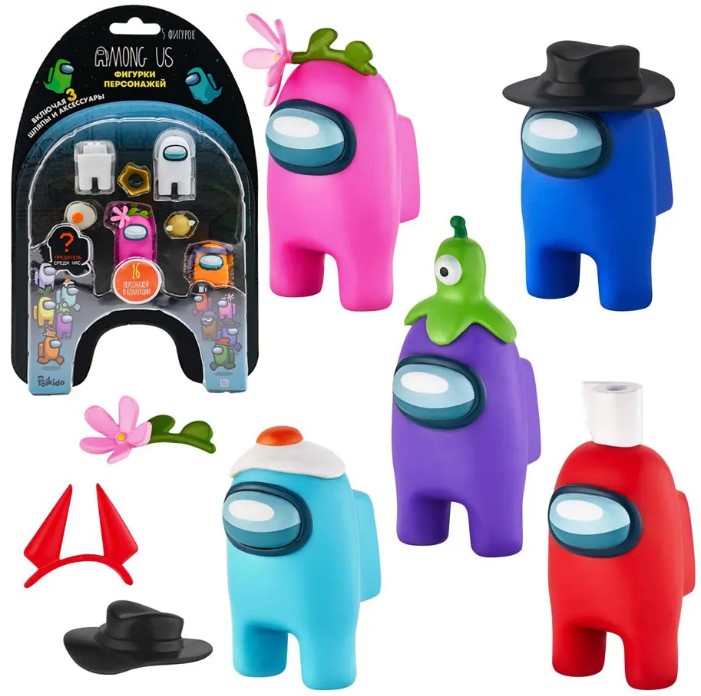

Набор фигурок Among Us 5-Pack в блистере голубой, розовый, синий, красный