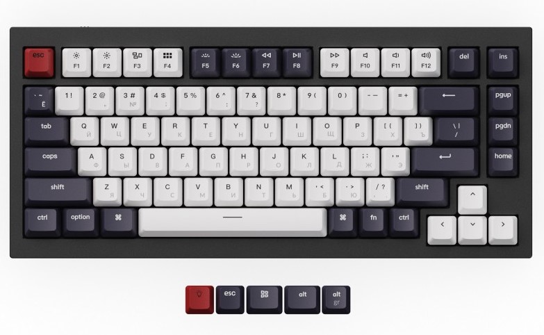 Клавиатура QMK Keychron Q1 механическая, беспроводная, RGB, Gateron G Phantom Red Switch, Black от 1С Интерес