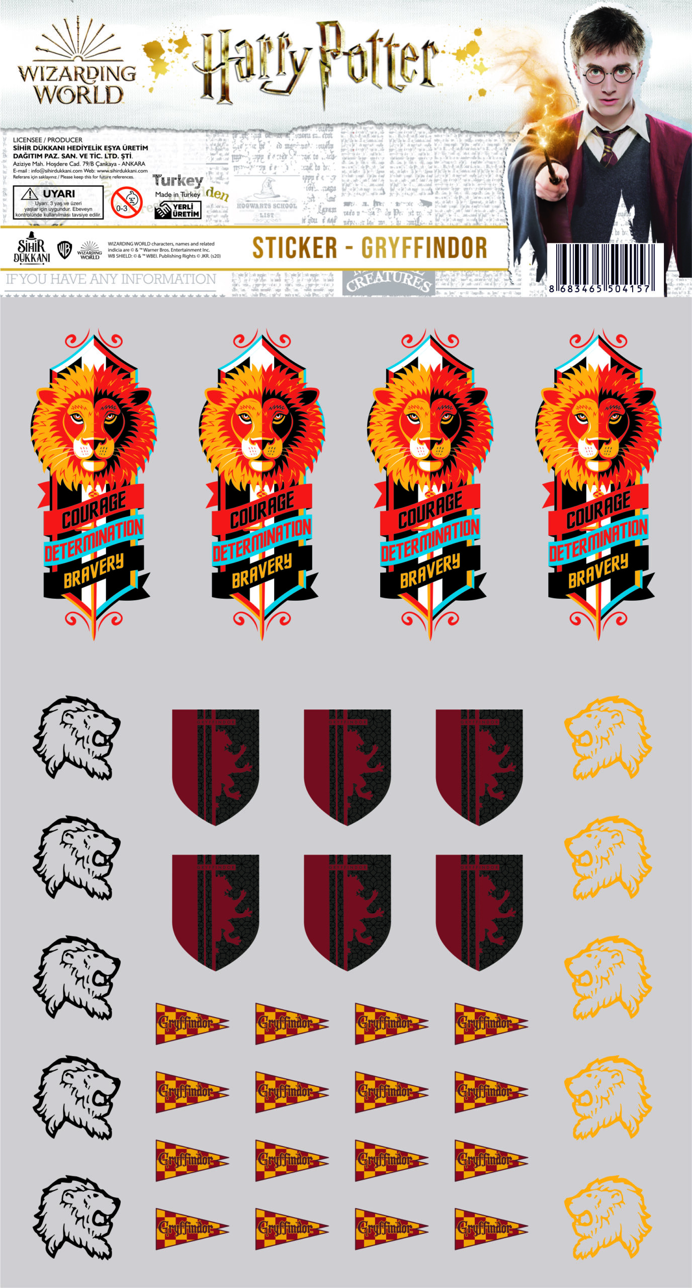

Набор наклеек Harry Potter: Gryffindor