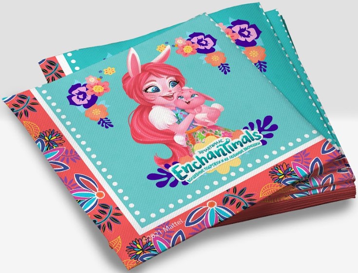 

Салфетки бумажные Enchantimals трехслойные жёлтые (33x33 см) (20 шт)