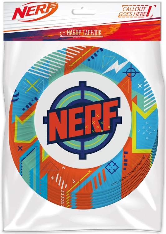 

Набор бумажных тарелок NERF голубой (180 мм, 6 шт)