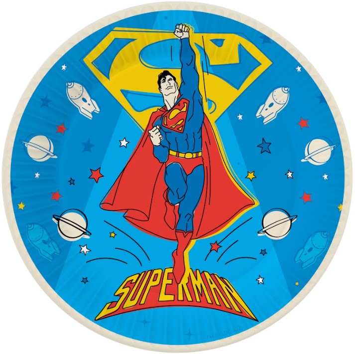 Набор бумажных тарелок Superman: Logo жёлтый (180 мм, 6 шт)