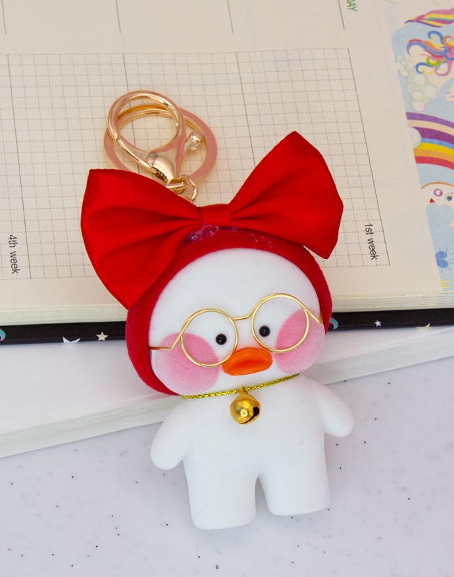 

Брелок Lalafanfan Duck (красный бант / белая) (8 см)