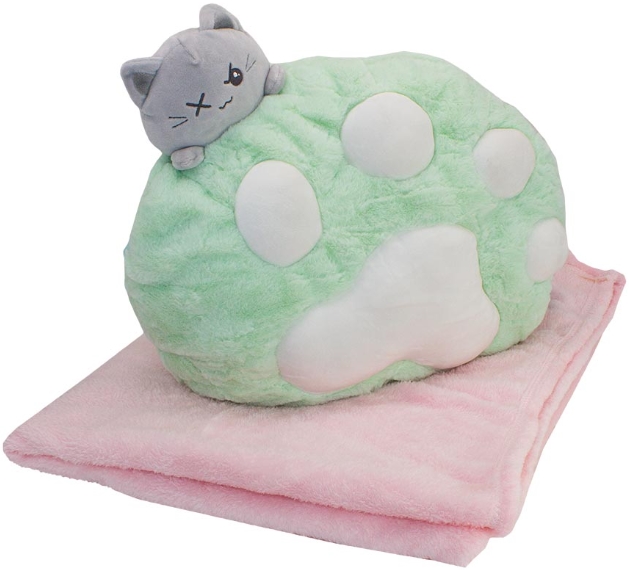 

Мягкая игрушка Кошачья лапка с пледом внутри (мятная)