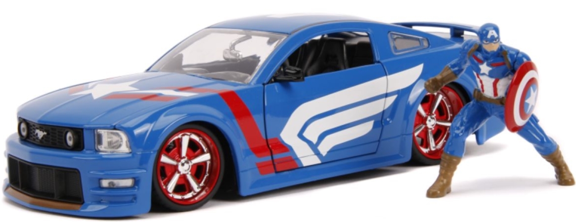 Набор фигурок Hollywood Rides Marvel: Avengers – 2006 Ford Mustang GT With Captain America 1:24 (2 шт)