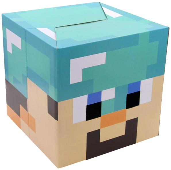 Маска-голова Minecraft: Стив в алмазной броне (картон)