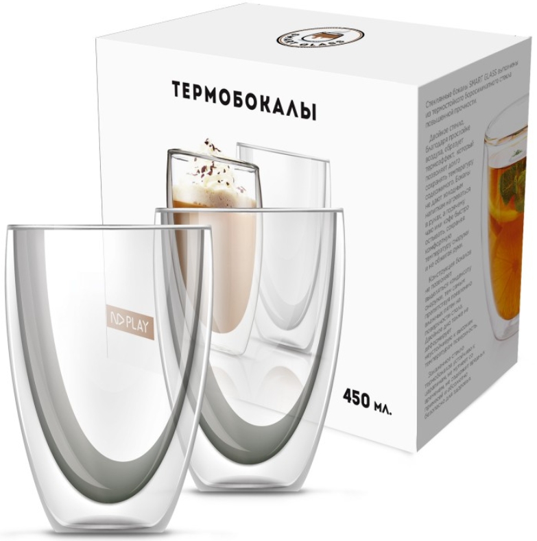 

Набор термобокалов с двойными стенками 2-Pack (стекло, 450 мл.)