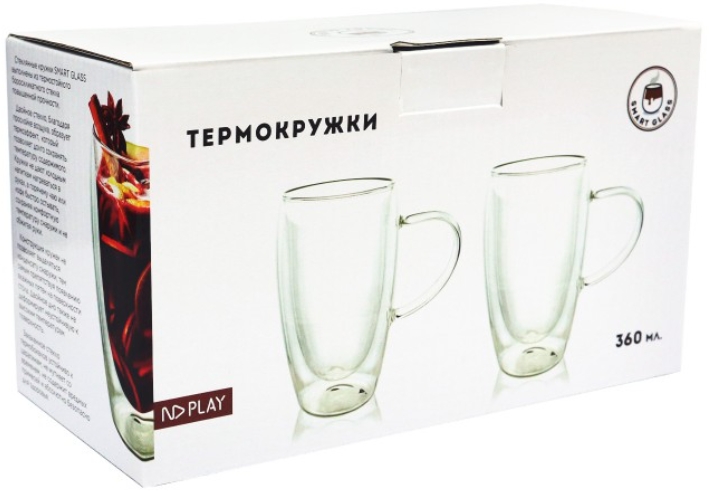Набор термокружек с двойными стенками 2-Pack (стекло, 360 мл.) - купить ...
