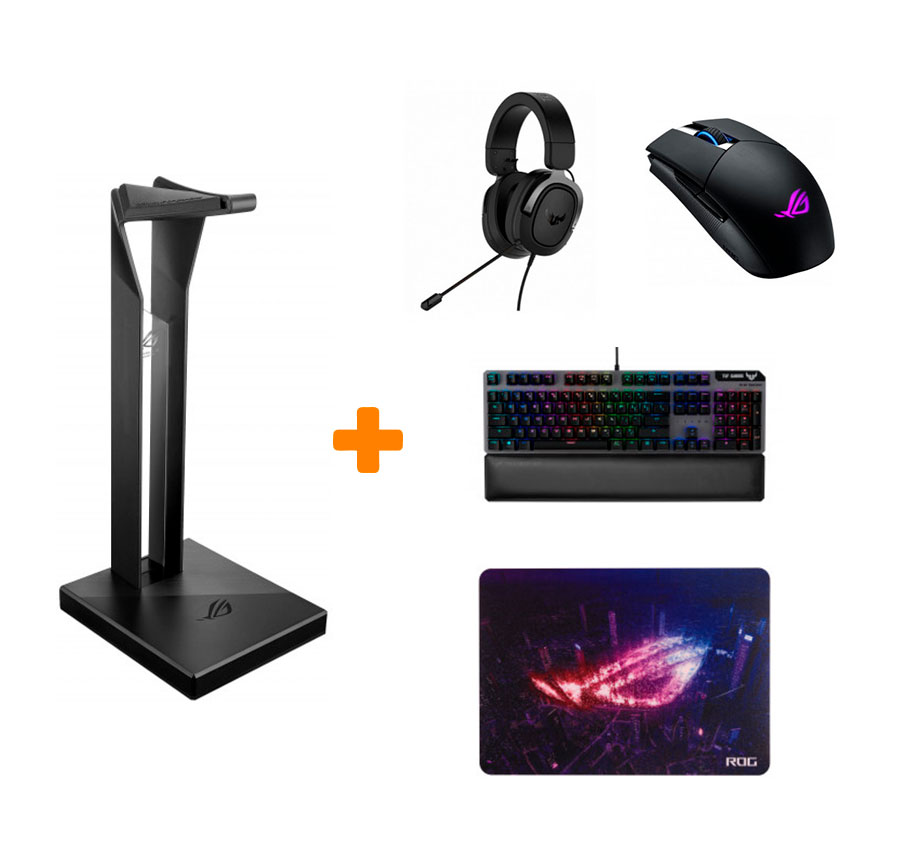 

Набор «ASUS Full Gaming 2» (Мышь, клавиатура, гарнитура, подставка, коврик)
