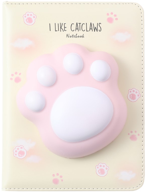 

Блокнот со сквишем I Like Catclaws: Кошачья лапа бежевый (формат A5)