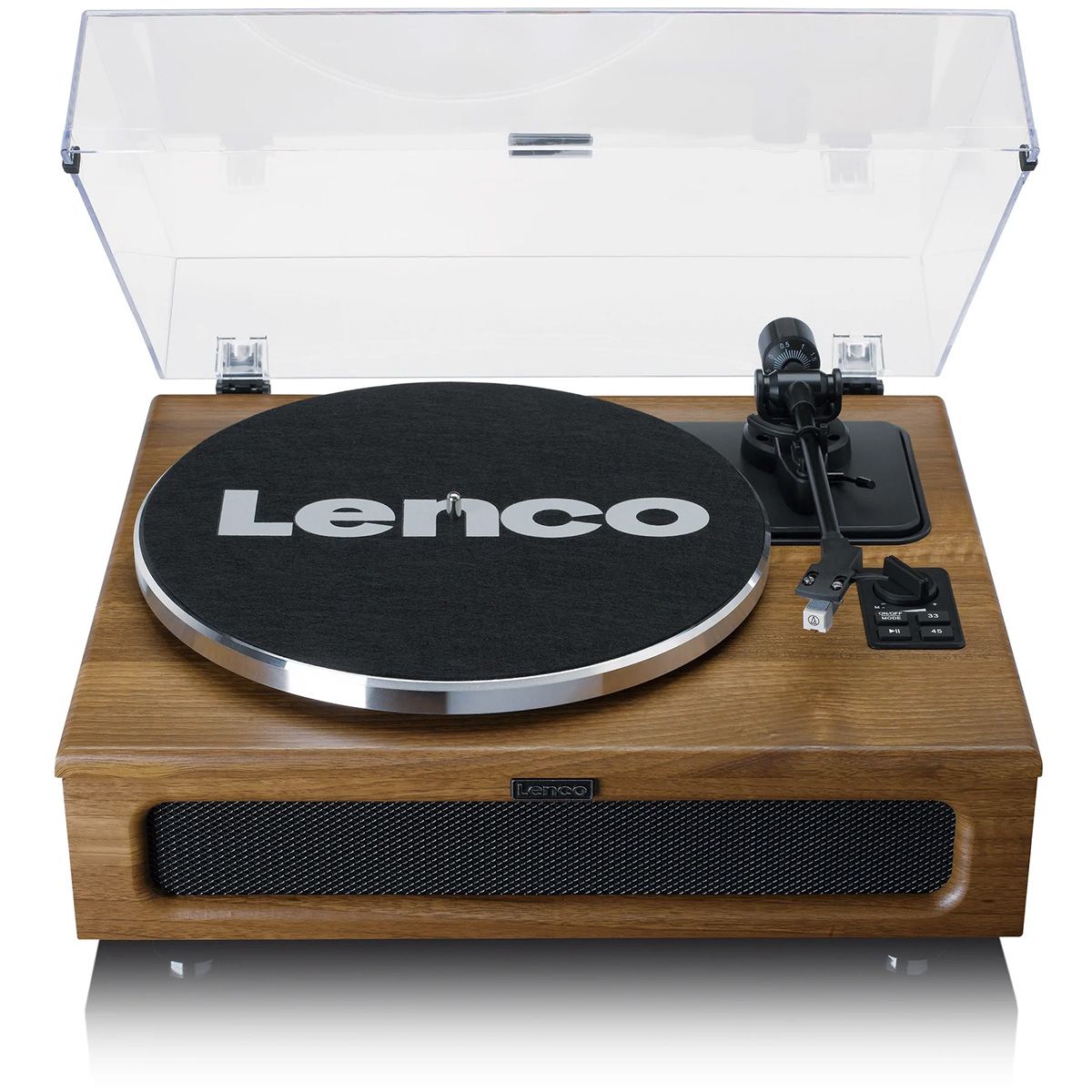 цена Виниловый проигрыватель Lenco LS-410 WALNUT с 4 встроенными динамиками