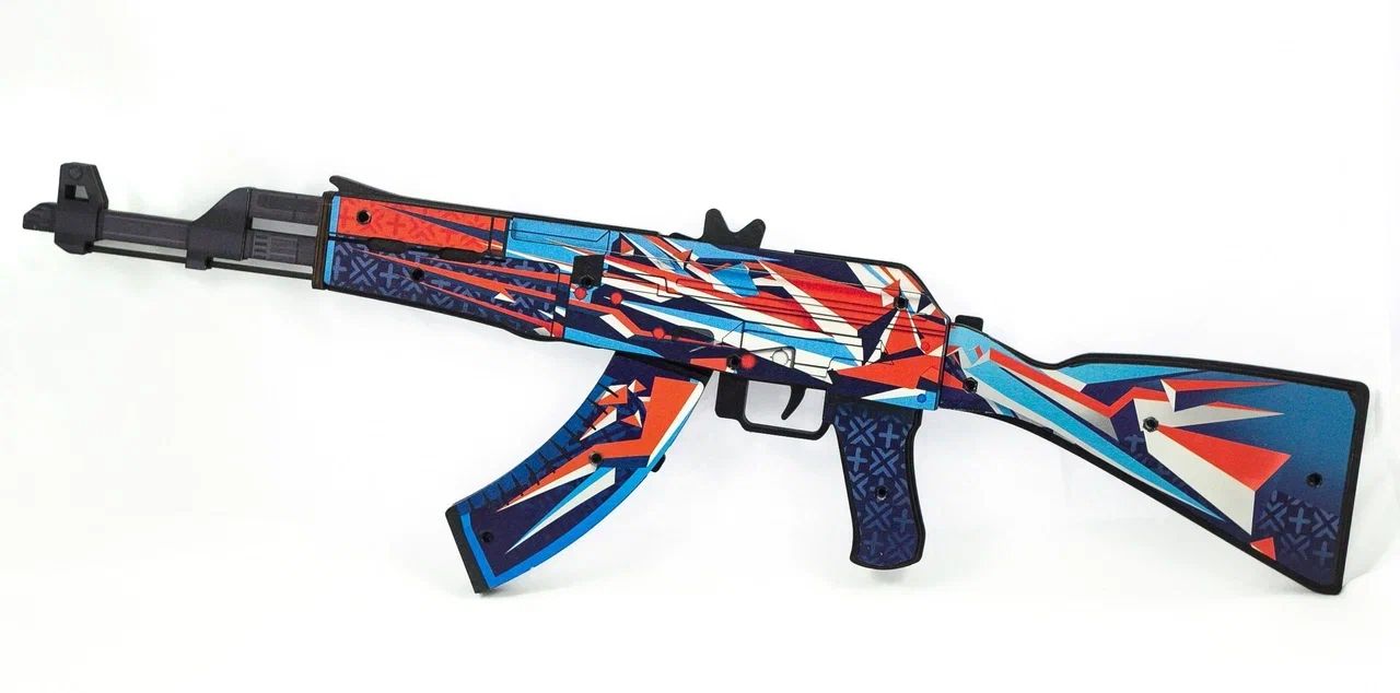 Оружие игровое / резинкострел автомат Калашникова АК-47 2 – Буйство красок (деревянный) цена и фото