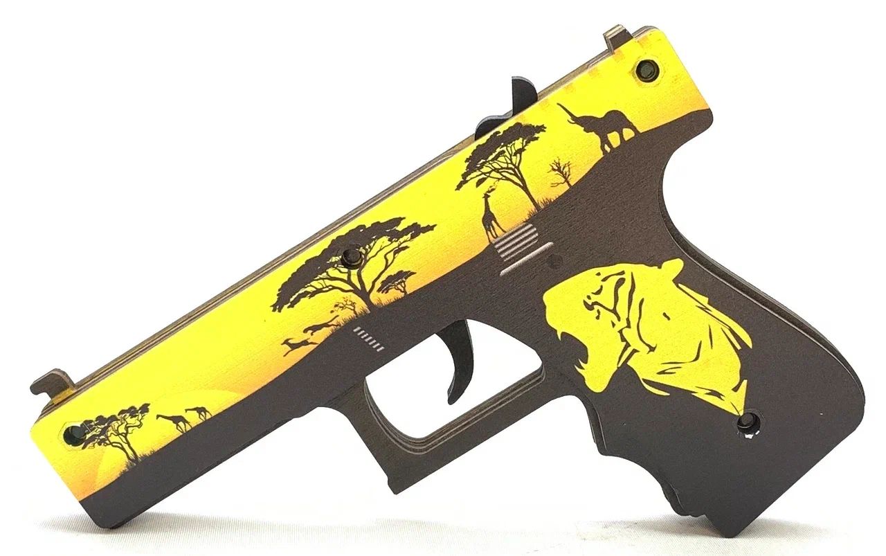 Оружие игровое / резинкострел пистолет Глок 18 2 – Сафари (деревянный)
