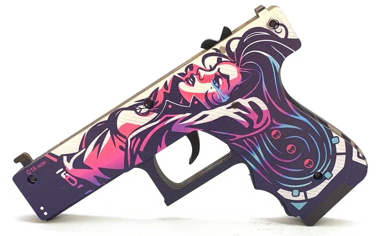 Оружие игровое / резинкострел пистолет Глок 18 2 – Нео-Нуар (деревянный)