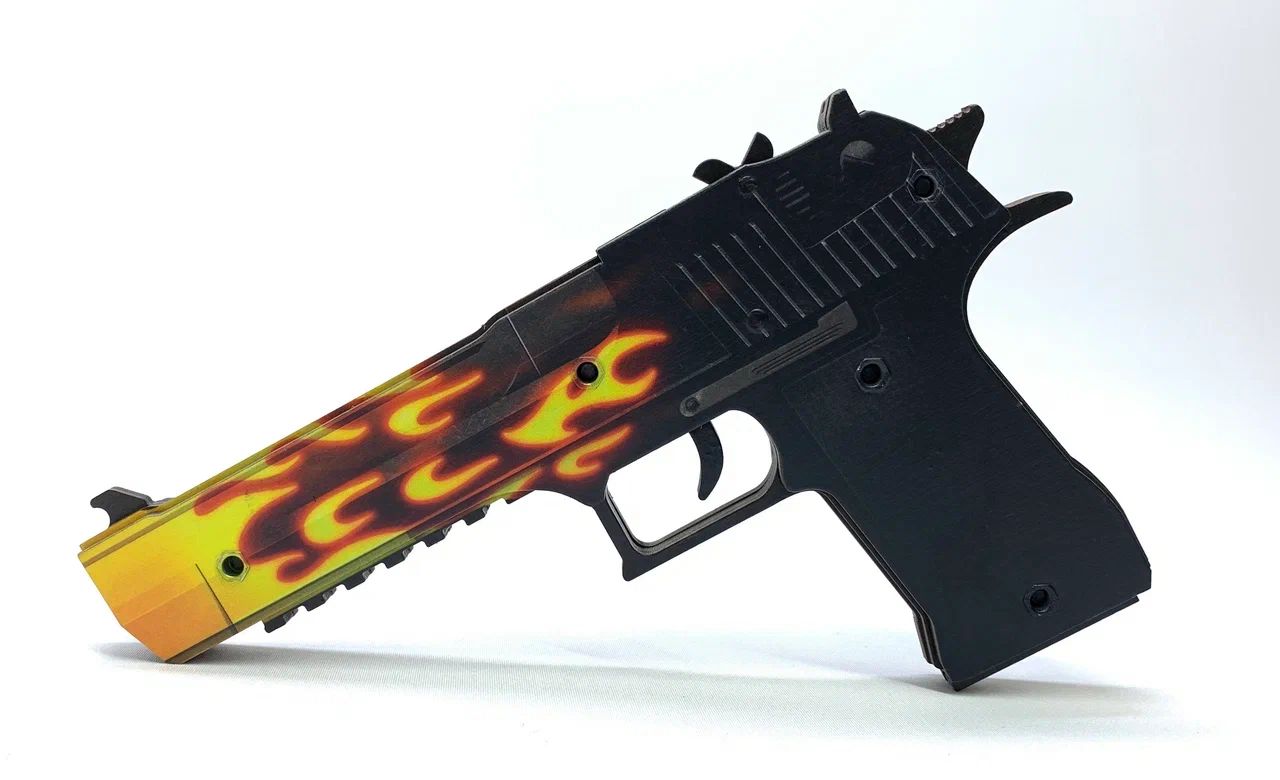 Оружие игровое / резинкострел пистолет Дезерт Игл 2 – Пламя (деревянный)