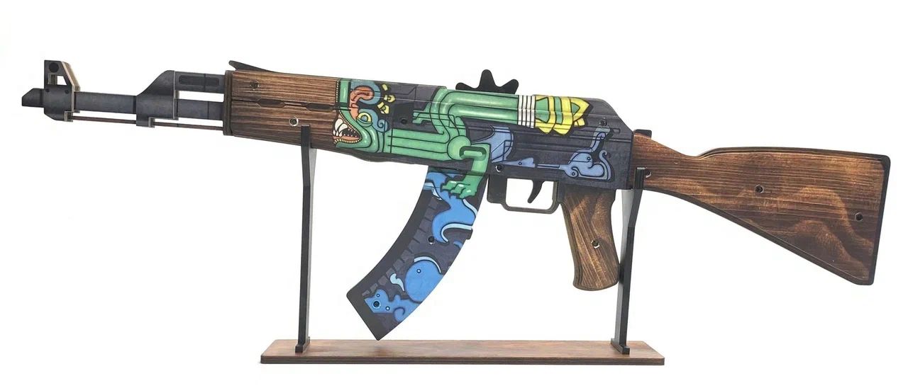 Оружие игровое / резинкострел автомат Калашникова АК-47 2 – Огненый змей (деревянный)
