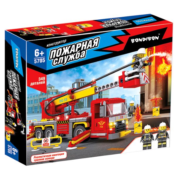 Конструктор Bondibon Пожарная служба: Пожарная машина (349 деталей)
