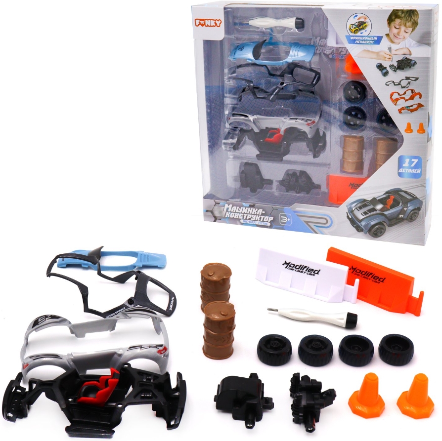 

Машинка Funky Toys DIY металлическая серая с аксессуарами (13 см) (YS0281479)