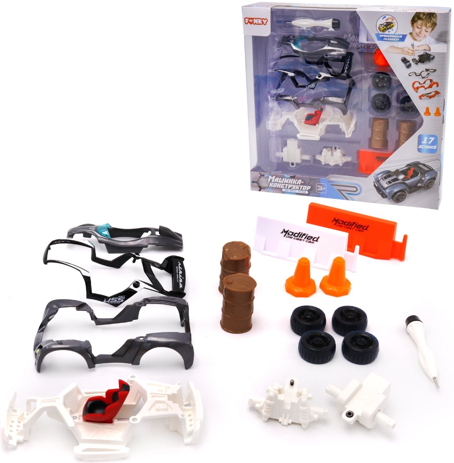 

Машинка Funky Toys DIY металлическая серая с аксессуарами (13 см) (YS0281484)