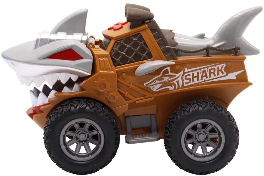 Машинка инерционная Funky toys «Акула» со светом и звуком (коричневая) цена и фото