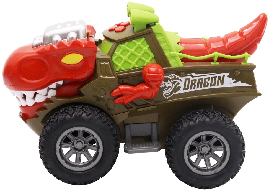 

Машинка инерционная Funky toys «Динозавр» со светом и звуком (красная)