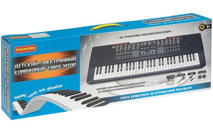 цена Синтезатор детский Bondibon «Клавишник» с микрофоном и USB-шнуром (ВВ4949)