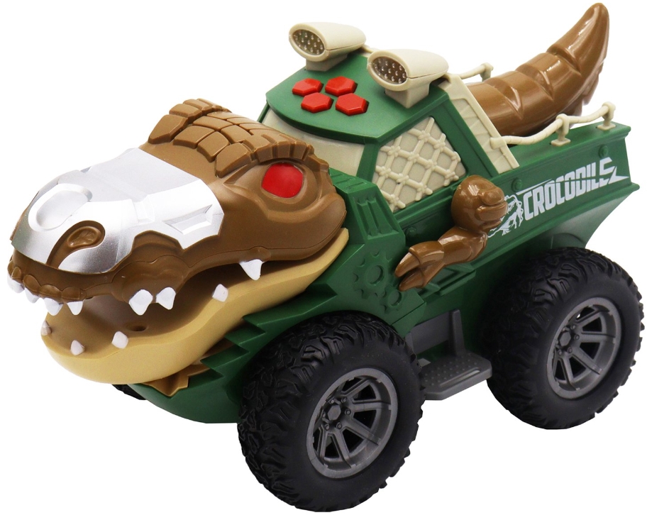Машинка инерционная Funky toys «Крокодил» со светом и звуком (зелёная) цена и фото