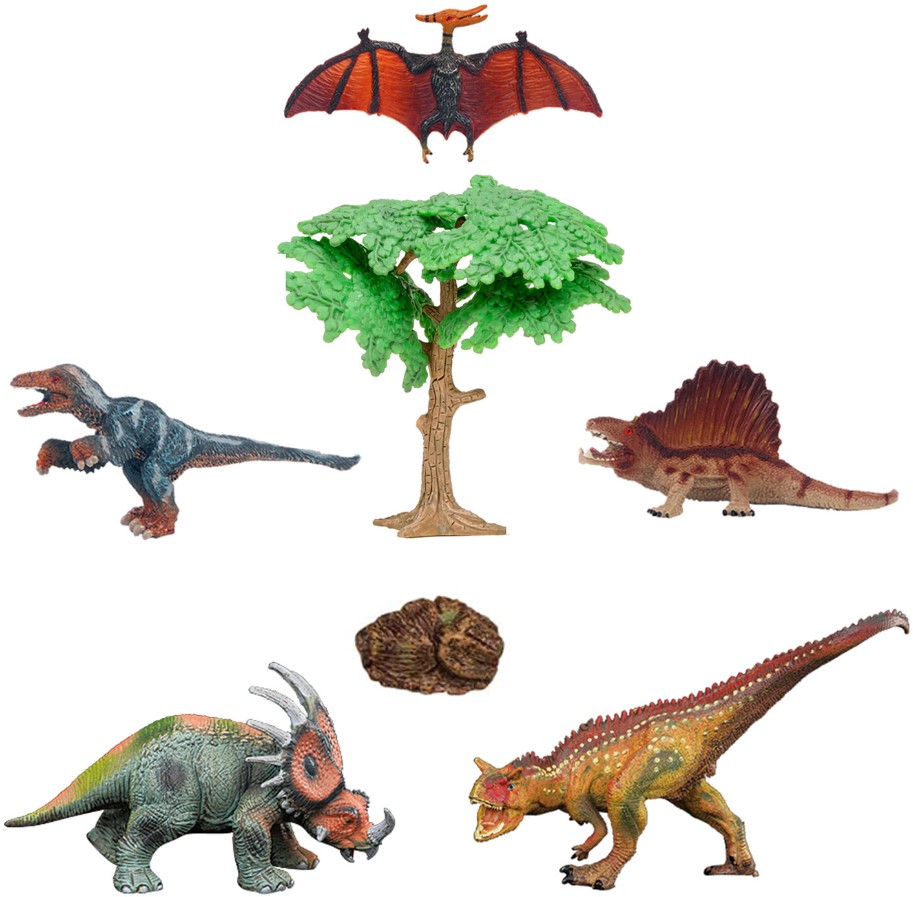 Набор фигурок Мир динозавров: Птеродактиль, диметродон, акрокантозавр, троодон, стиракозавр (MM216-078)